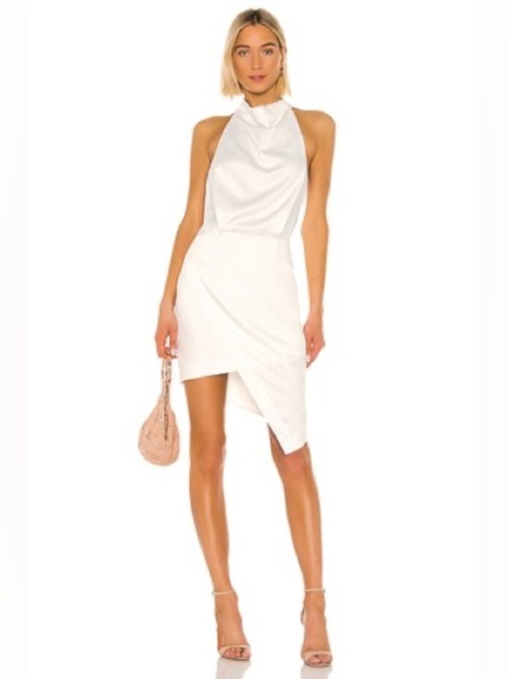 Elliatt Camo White Halter Asymmetric Mini Dress Small S